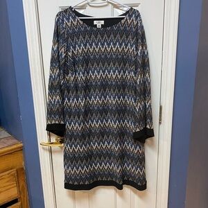 Cato Crewneck Chevron Print Shift Career Dress women’s size XL.